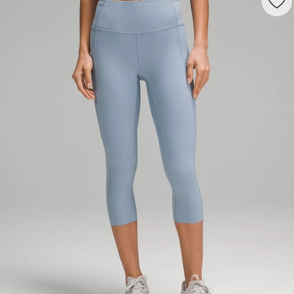 lululemon athletica Pants - Lululemon Athletica Fast and Free High rise Crop Concrete Blue Size 6